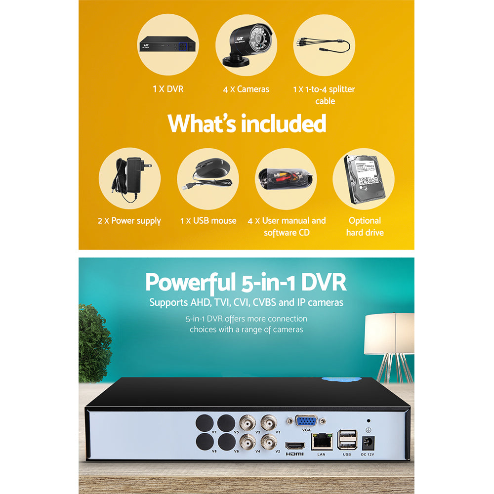 UL-Tech 4CH 1080P CCTV Security System 4 Cameras 2TB HDD
