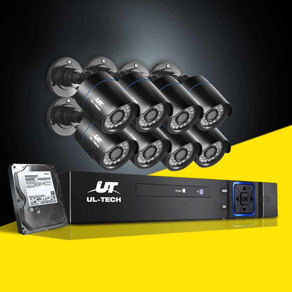 UL-Tech 8CH DVR CCTV Security System 8 Cameras 2TB Hard Drive 1080P Outdoor