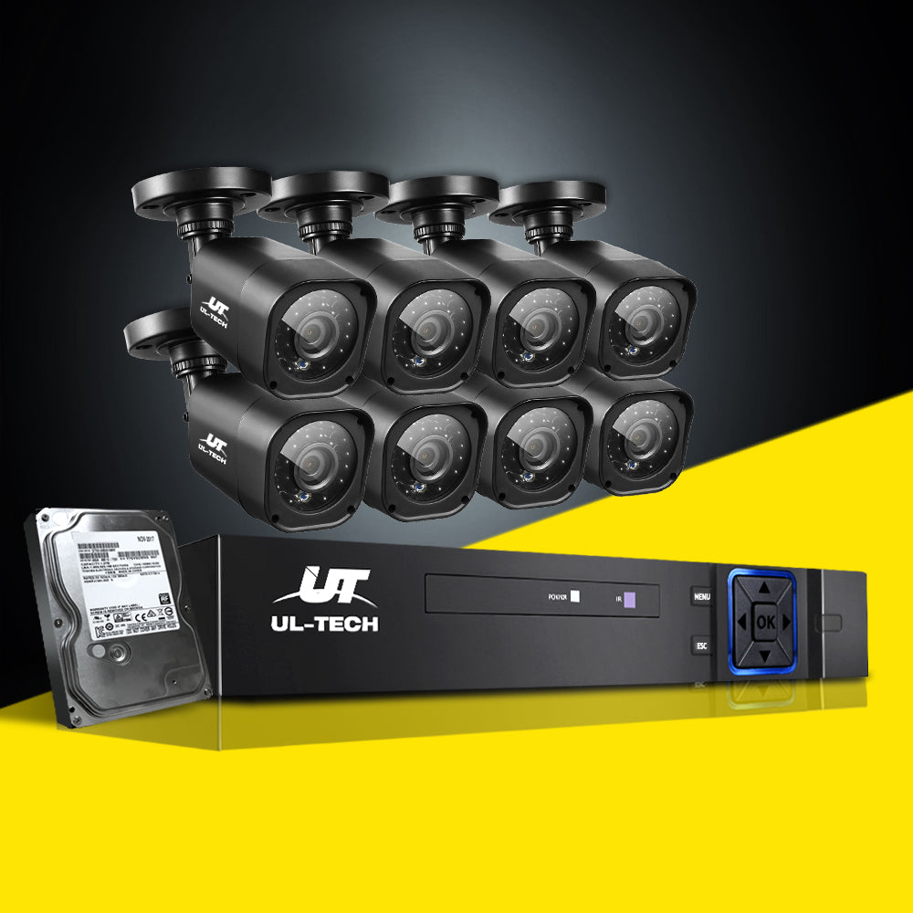 UL-Tech 8CH DVR CCTV Security System 8 Cameras 2TB HDD 1080P Outdoor