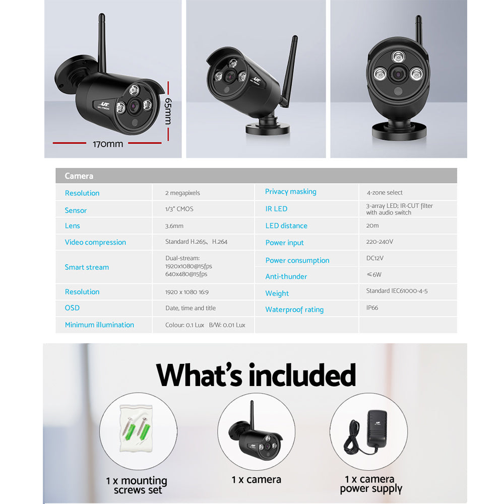 UL-Tech 3MP Wireless Bullet CCTV Camera Outdoor/Indoor