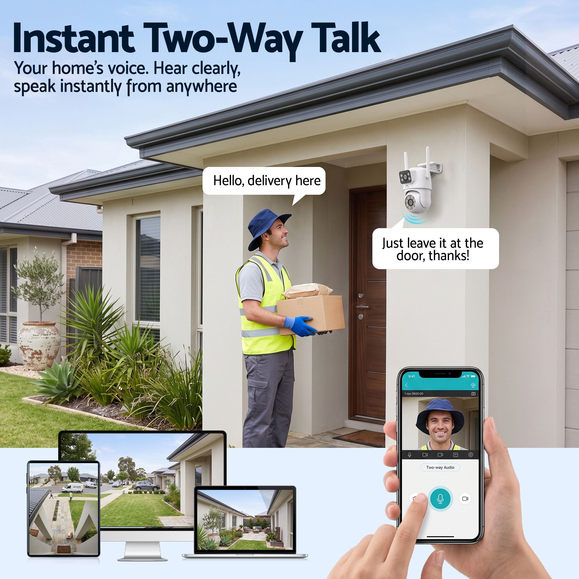 UL-Tech Wireless Security Camera Outdoor Indoor, 2.5K Dual Lens Pan Tilt, 4MP 2×2MP IP Camera, Motion Detection, Auto-Tracking, Colour Night Vision, 2.4G WiFi, Two-Way Audio, Pet Baby Surveillance