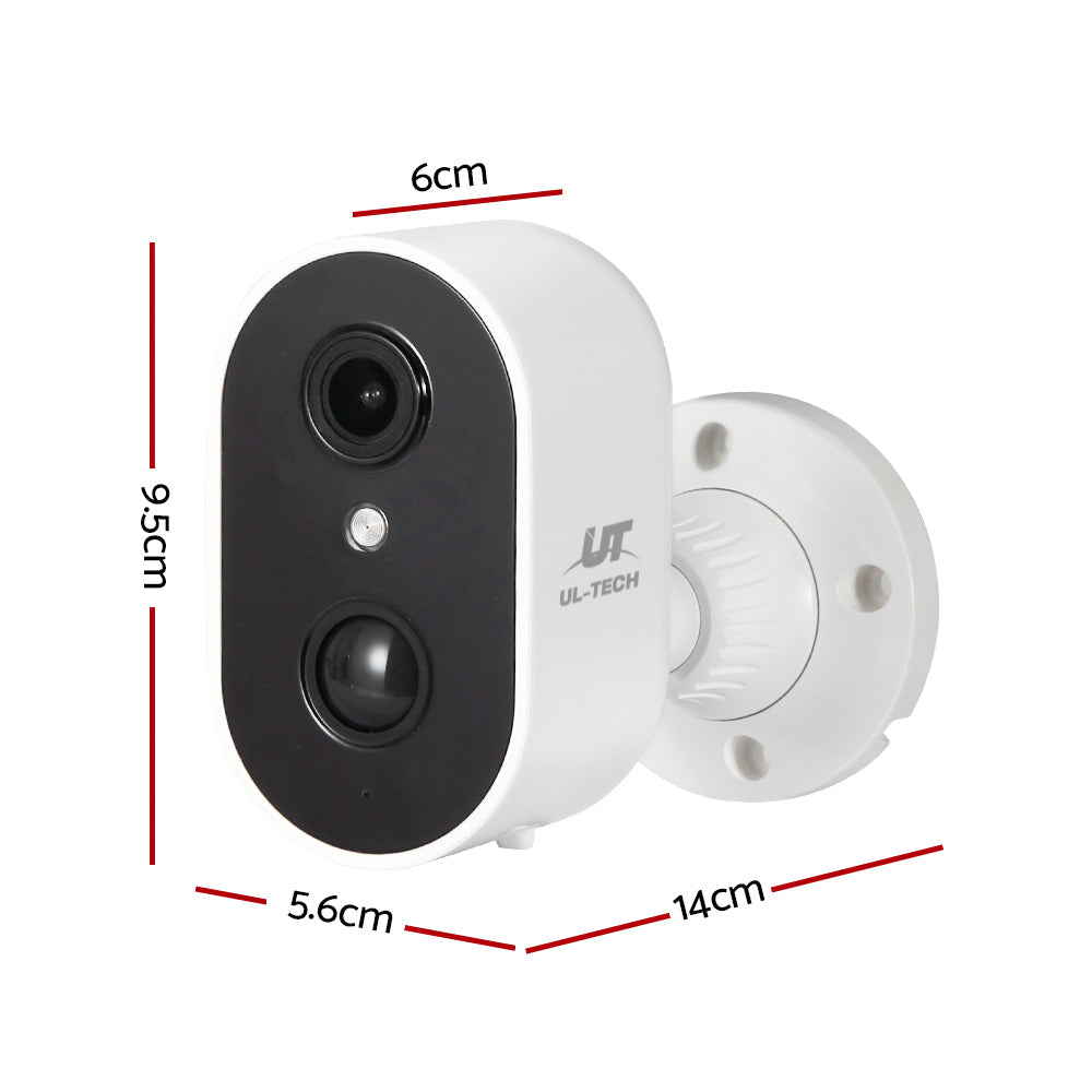 UL-Tech 1080P Wireless Outdoor Security Camera Rechargeable White Solar Panel
