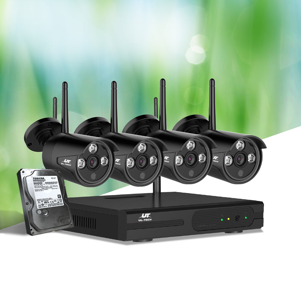 UL-Tech 8CH Wireless CCTV Security System 3MP 4 Bullet Cameras 2TB