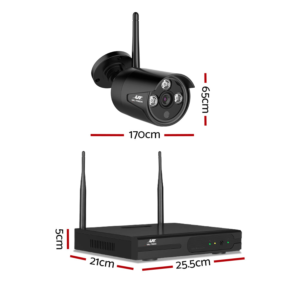 UL-Tech 8CH NVR 3MP Wireless CCTV System 4 Bullet Cameras 1TB