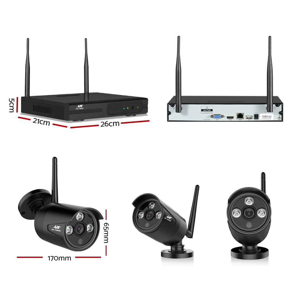 UL-Tech 8CH NVR Wireless CCTV Security System 3MP 6 Bullet Cameras