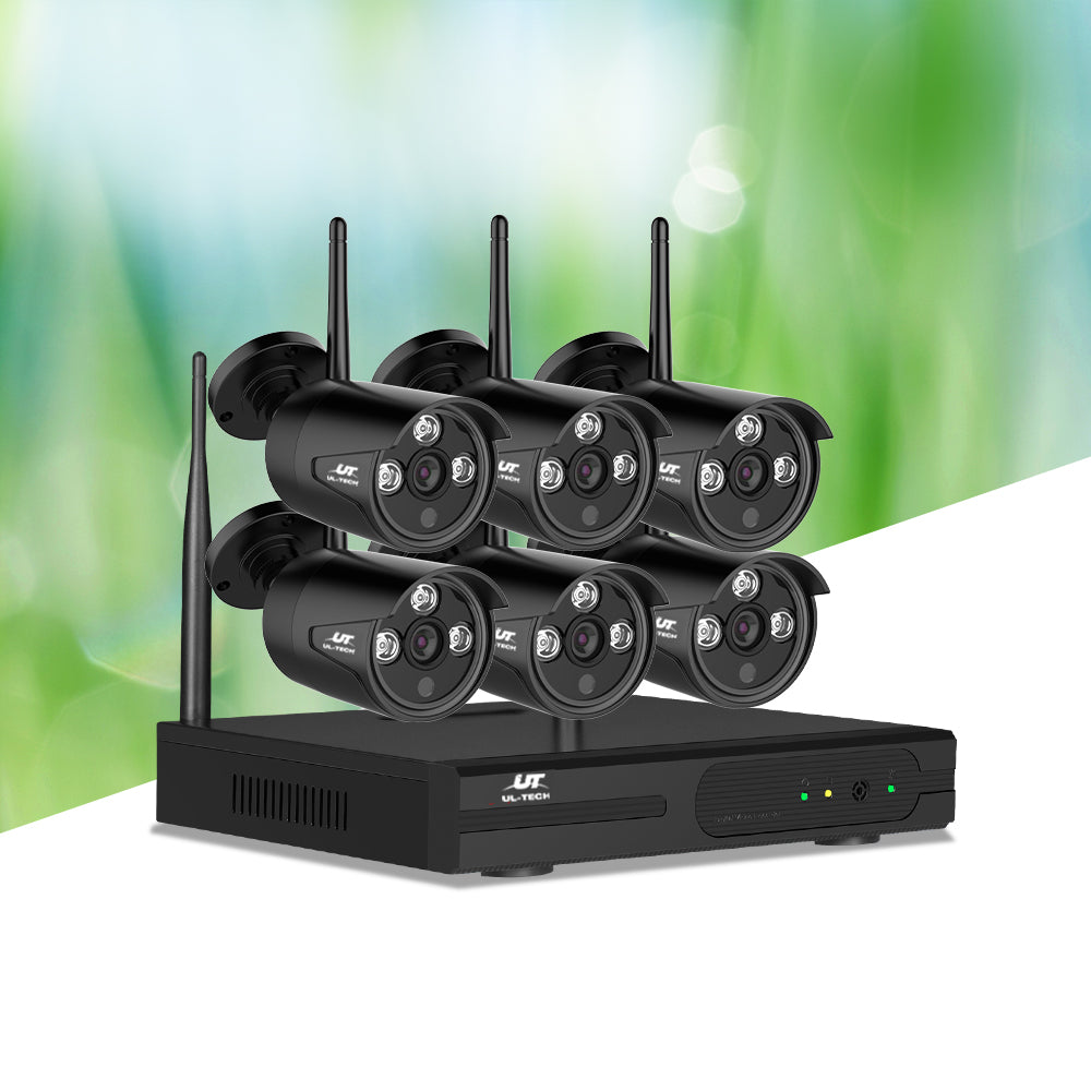 UL-Tech 8CH NVR Wireless CCTV Security System 3MP 6 Bullet Cameras