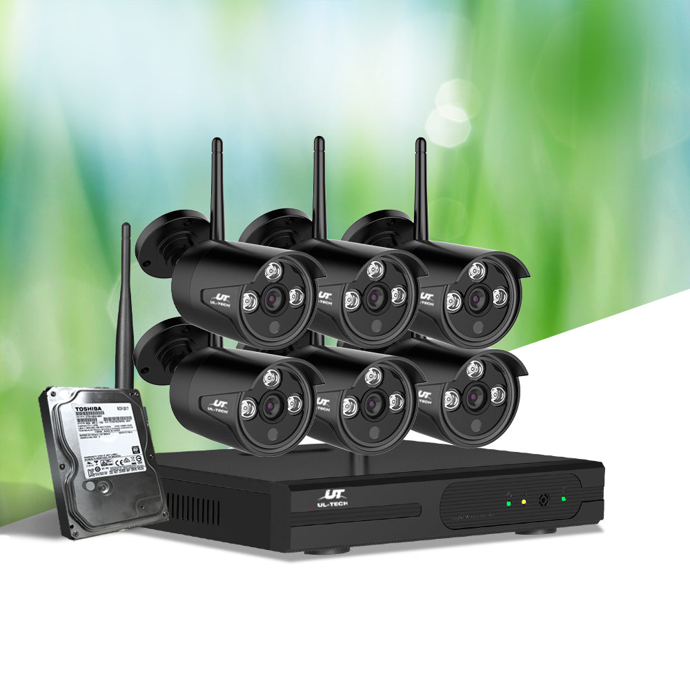 UL-Tech 8CH 3MP Wireless CCTV Security System 6 Bullet Cameras 2TB HDD
