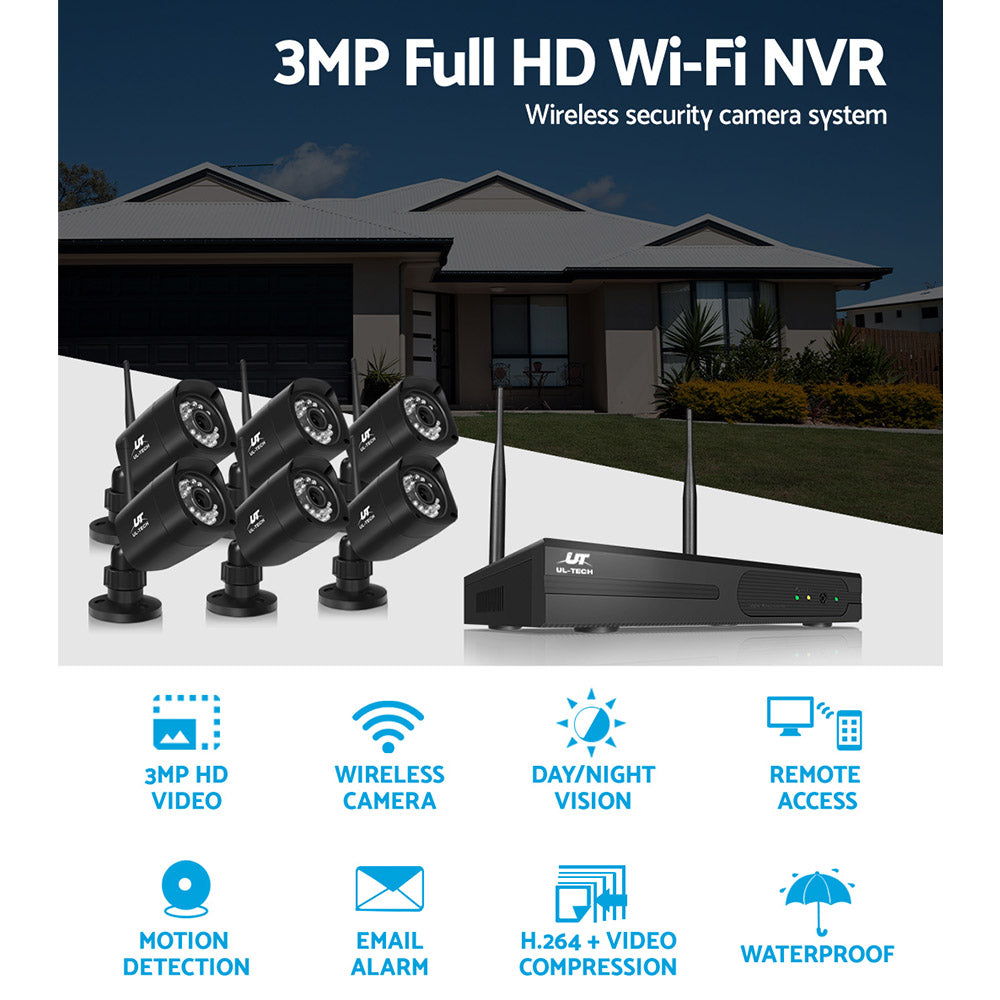 UL-TECH 3MP 8CH NVR Wireless Security Cameras Set