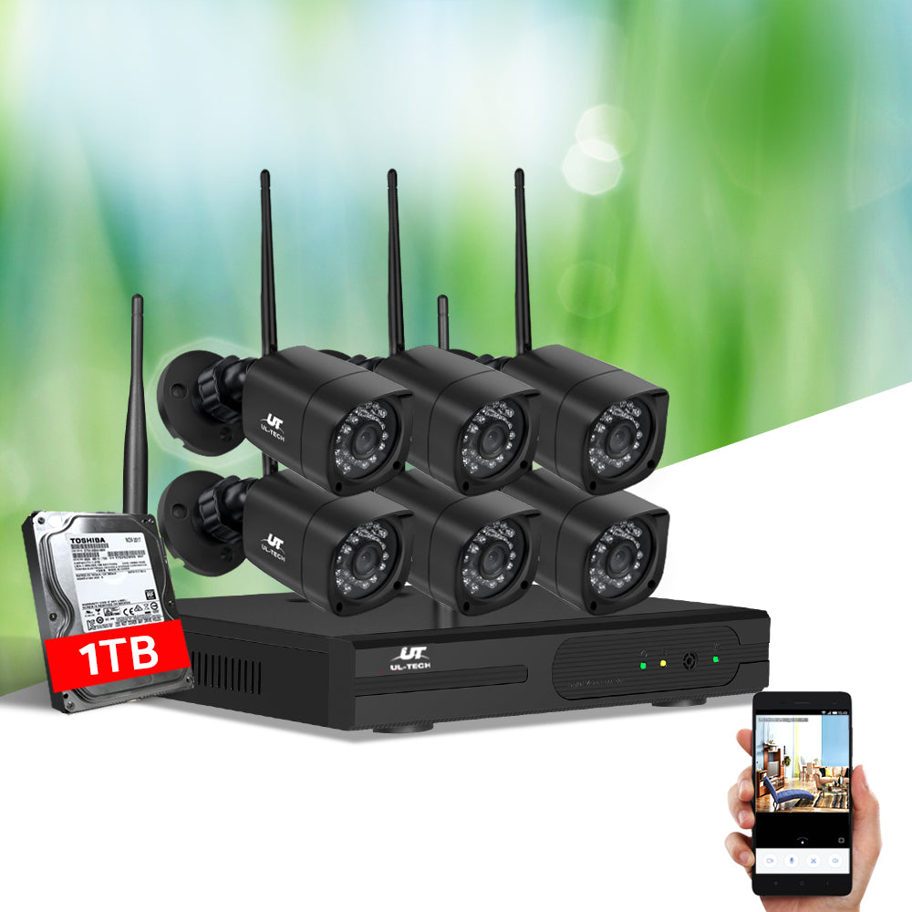 UL-Tech 8CH Wireless CCTV Security Camera System 6 Cameras Kit 1TB