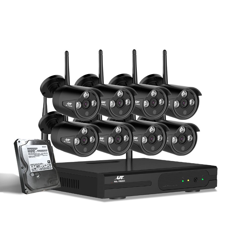 UL-Tech 8CH NVR 3MP Wireless CCTV System 8 Bullet Cameras 1TB