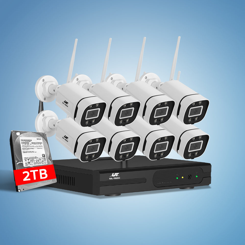 UL-tech 8CH NVR Wireless CCTV Security System 3MP 8 Cameras 2TB