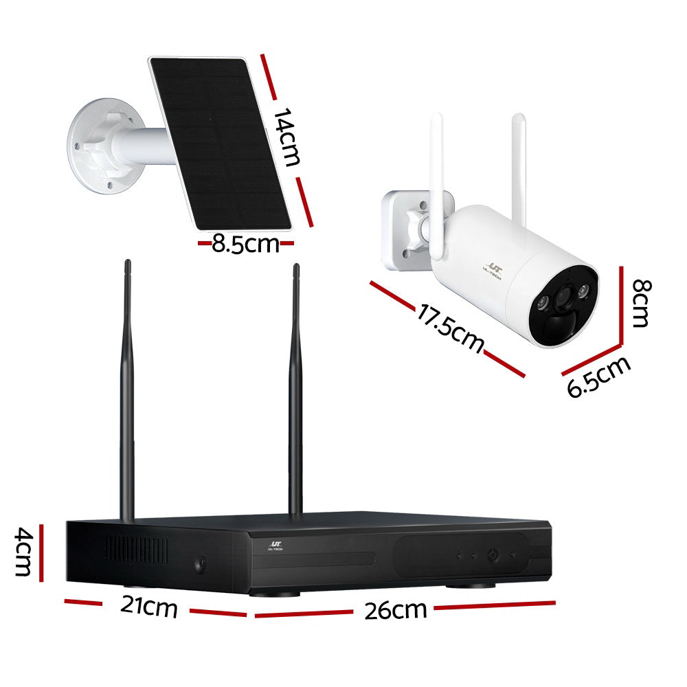 4MP WiFi Solar CCTV Cameras, 8CH NVR, Two-Way Audio UL-Tech