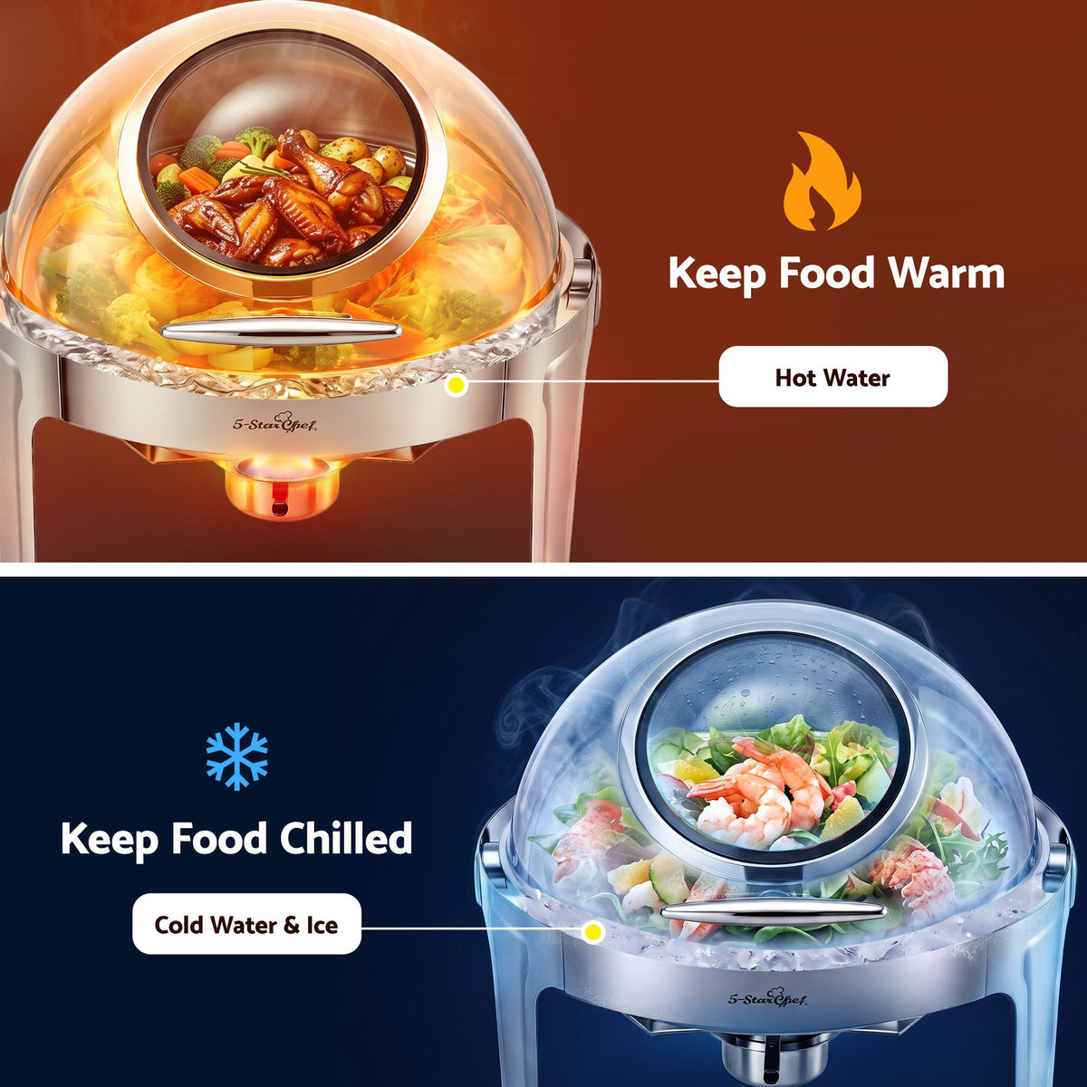 5-Star Chef 9L Chafing Dish Buffet Warmer Round