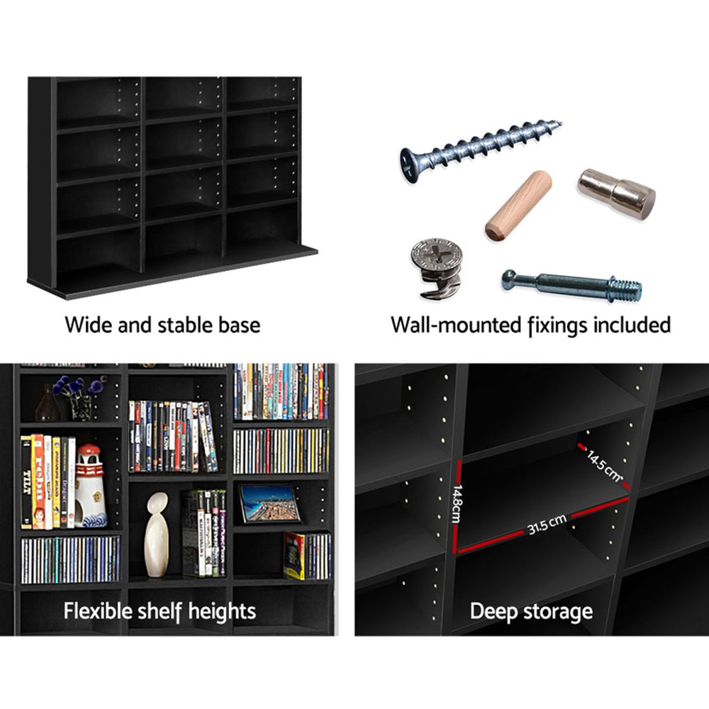 BERT Black CD Storage Rack Bookshelf