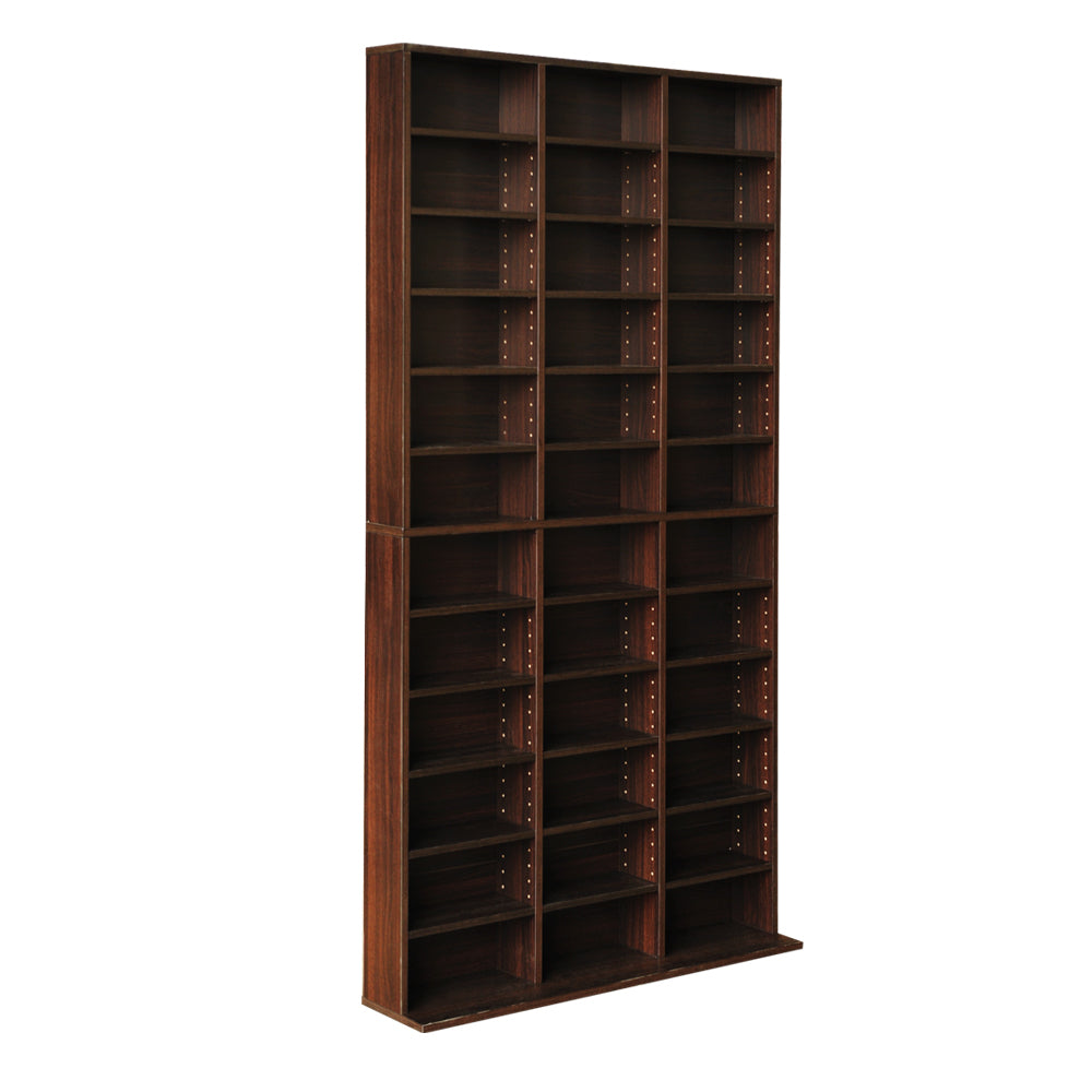 BERT Walnut CD/DVD Storage Rack Bookshelf Adjustable Shelves