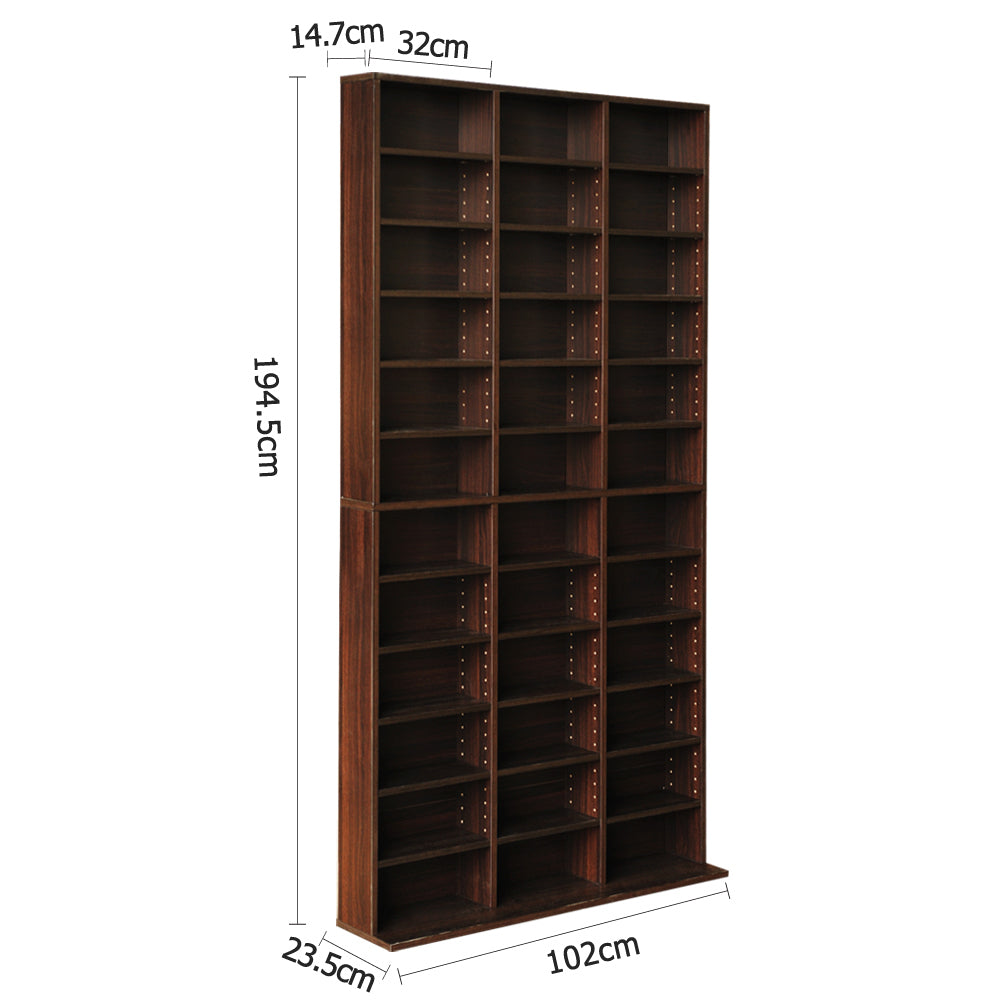 BERT Walnut CD/DVD Storage Rack Bookshelf Adjustable Shelves