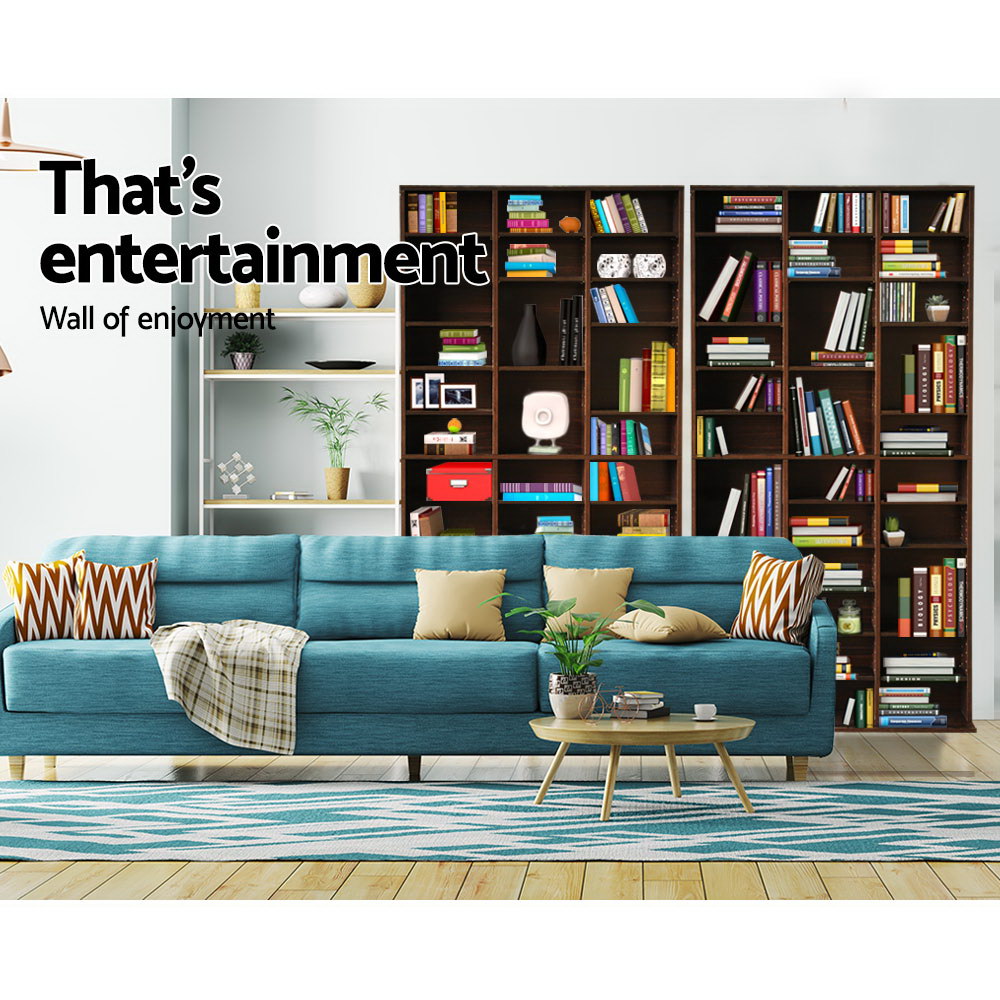 BERT Walnut CD/DVD Storage Rack Bookshelf Adjustable Shelves