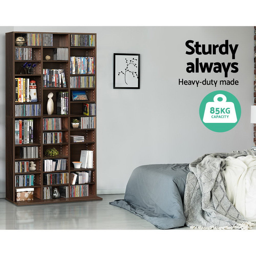 BERT Walnut CD/DVD Storage Rack Bookshelf Adjustable Shelves