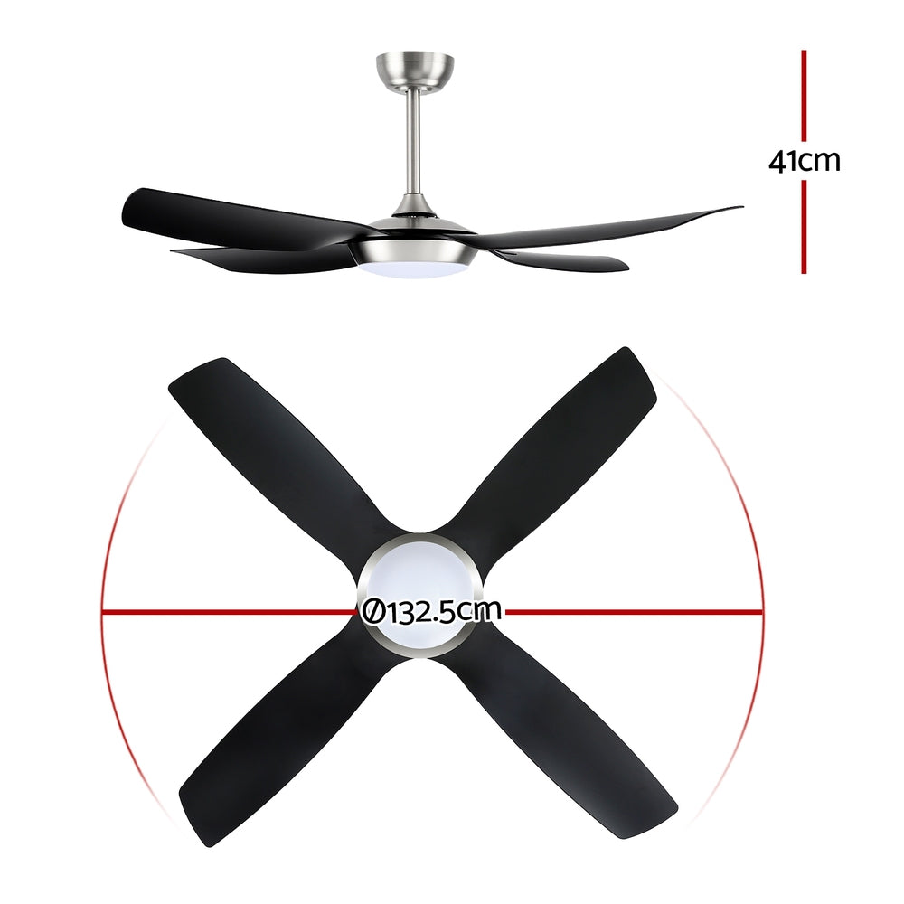 Devanti 52-Inch Ceiling Fan DC Motor LED Light Remote Black