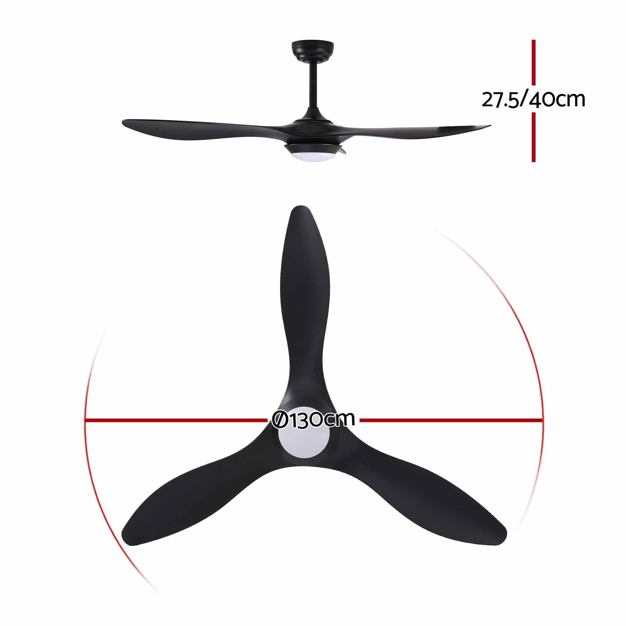 Devanti 52'' Ceiling Fan DC Motor w/Light w/Remote - Black