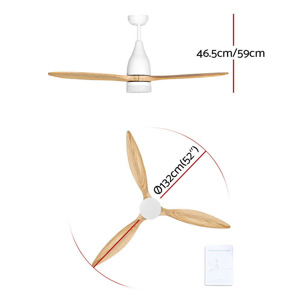 Devanti 52'' Ceiling Fan AC Motor Light Wood Remote Control