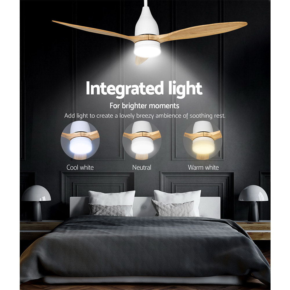 Devanti 52'' Ceiling Fan AC Motor Light Wood Remote Control