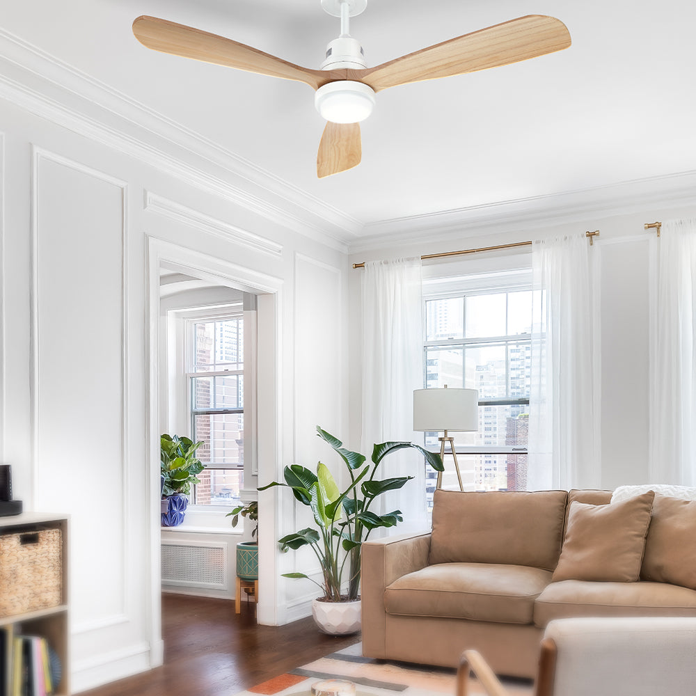 Devanti 52'' Ceiling Fan LED Light Remote Light Wood