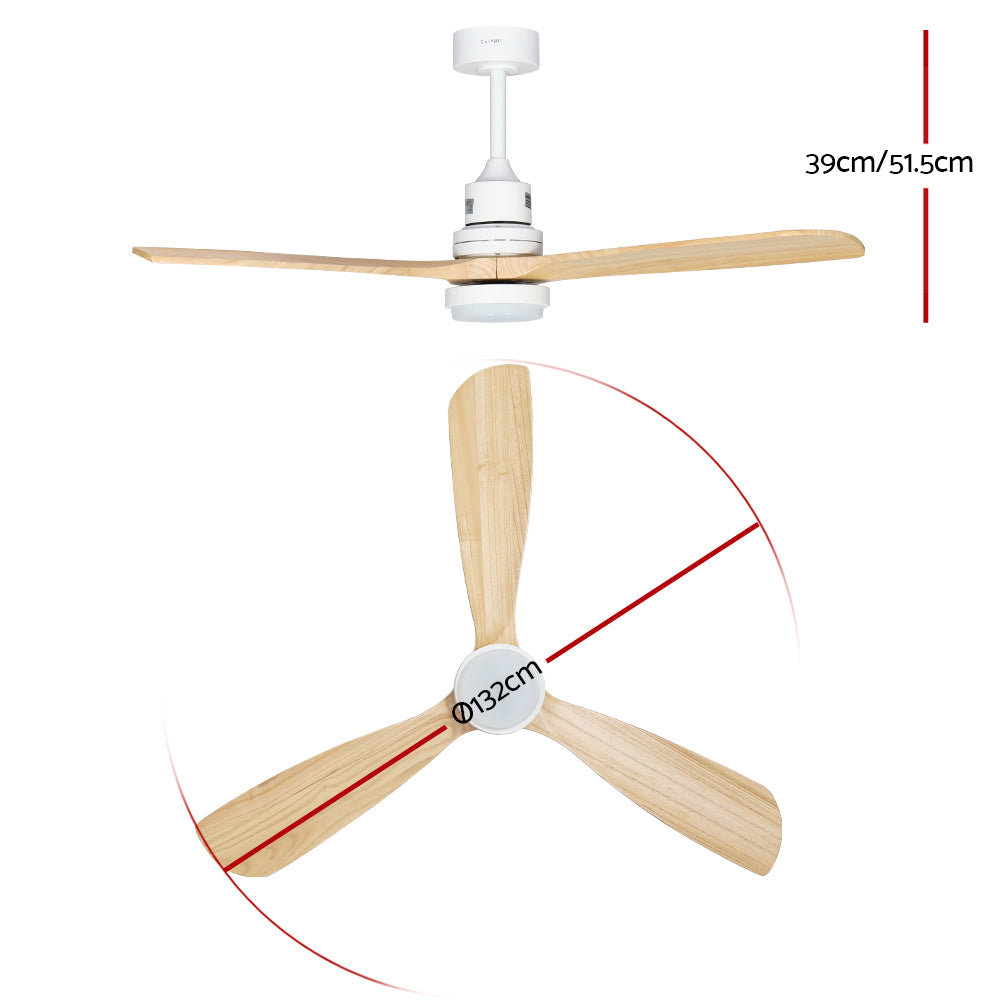 Devanti 52'' Ceiling Fan LED Light Remote Light Wood