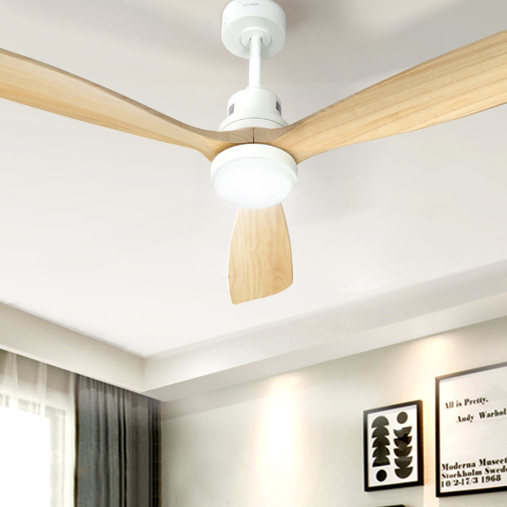 Devanti 52'' Ceiling Fan LED Light Remote Light Wood