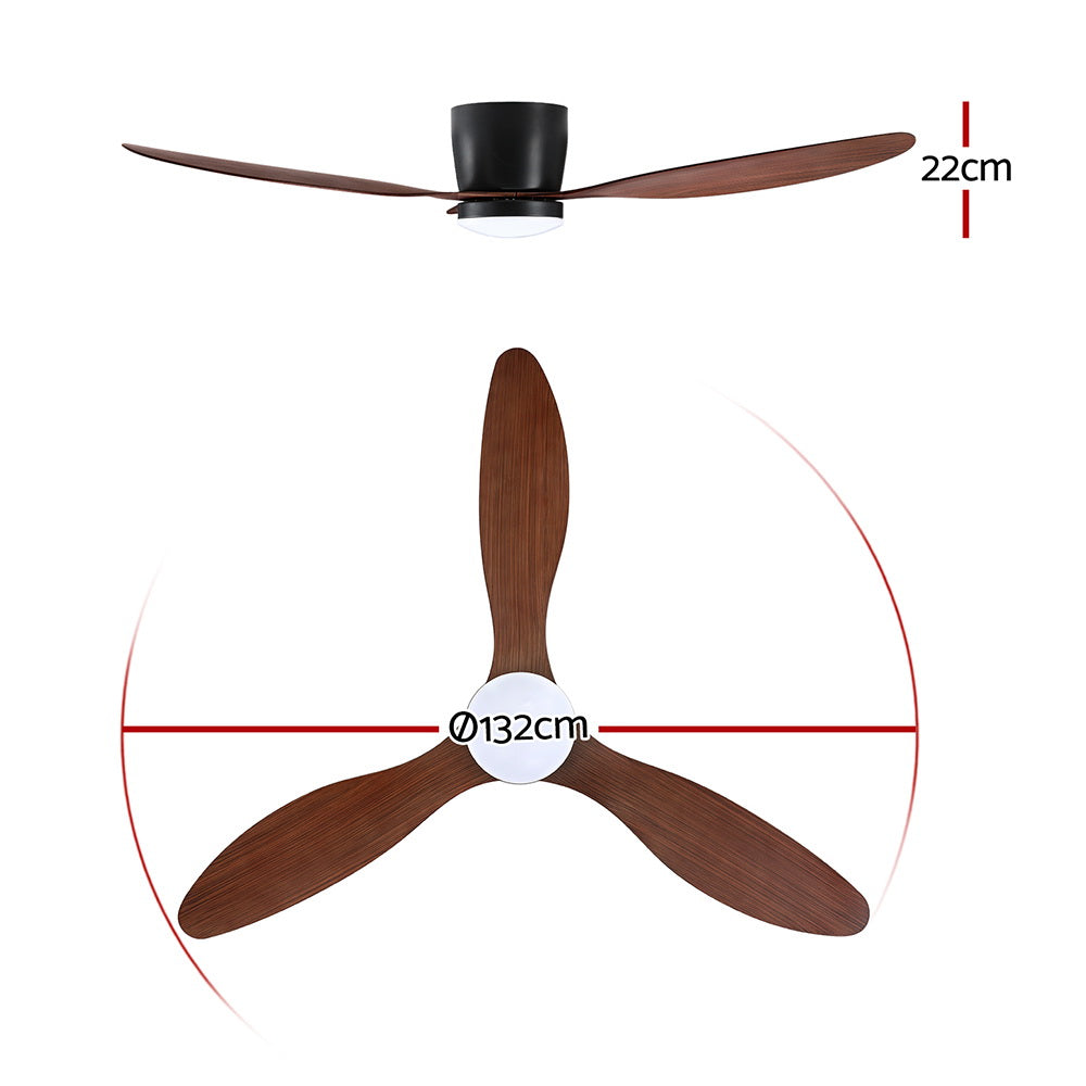 Devanti 52'' Ceiling Fan DC Motor LED Remote Dark Wood