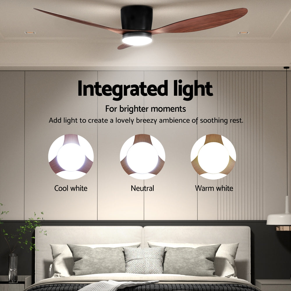 Devanti 52'' Ceiling Fan DC Motor LED Remote Dark Wood