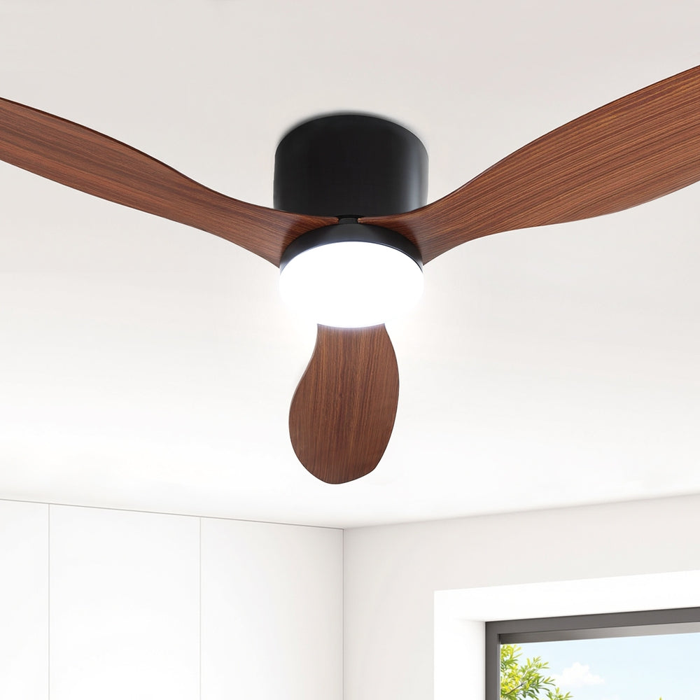 Devanti 52'' Ceiling Fan DC Motor LED Remote Dark Wood