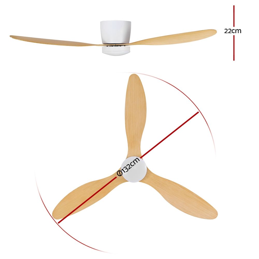 Devanti 52" Ceiling Fan DC Motor with Light and Remote - Light Wood