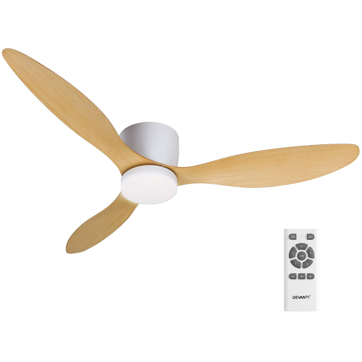 Devanti 52" Ceiling Fan DC Motor with Light and Remote - Light Wood
