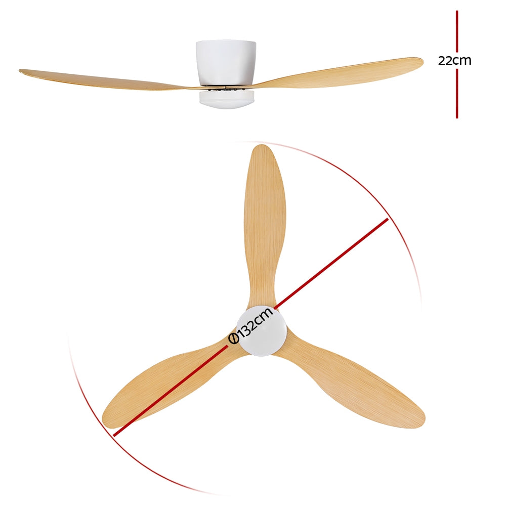 Devanti 52'' Ceiling Fan DC Motor Light Wood Remote Control