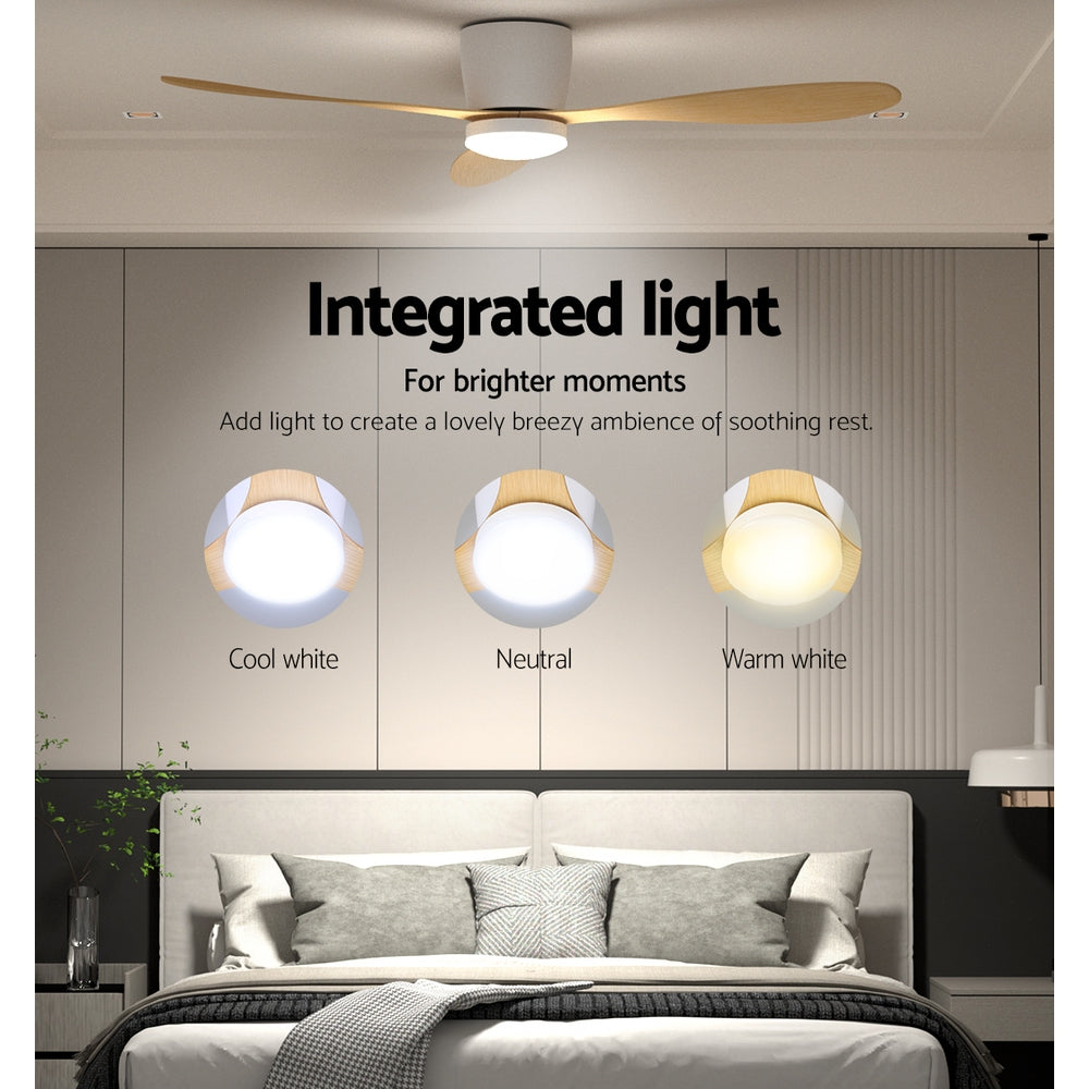 Devanti 52'' Ceiling Fan DC Motor Light Wood Remote Control