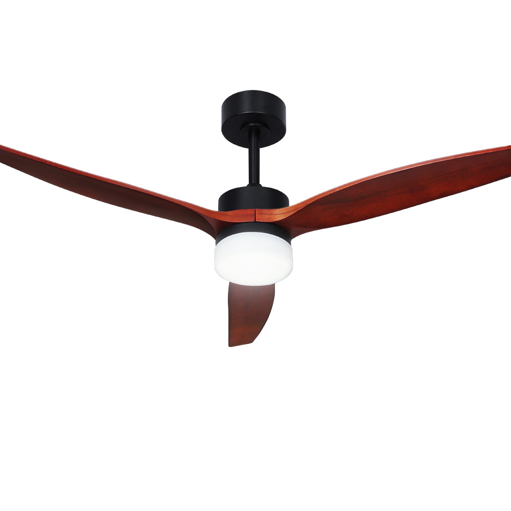 Devanti 52'' Ceiling Fan AC Motor 3 Blades LED Light Dark Wood