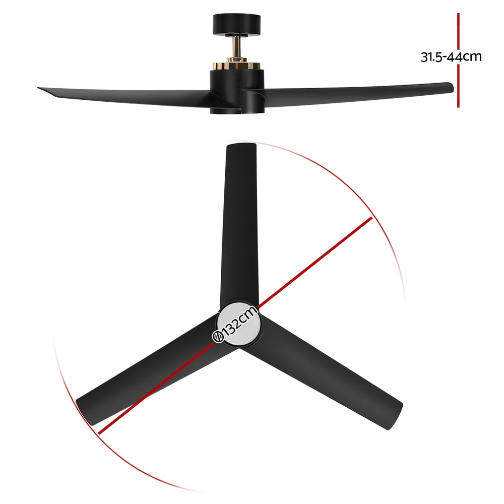 Devanti 52'' Ceiling Fan DC Motor LED Light Remote Black