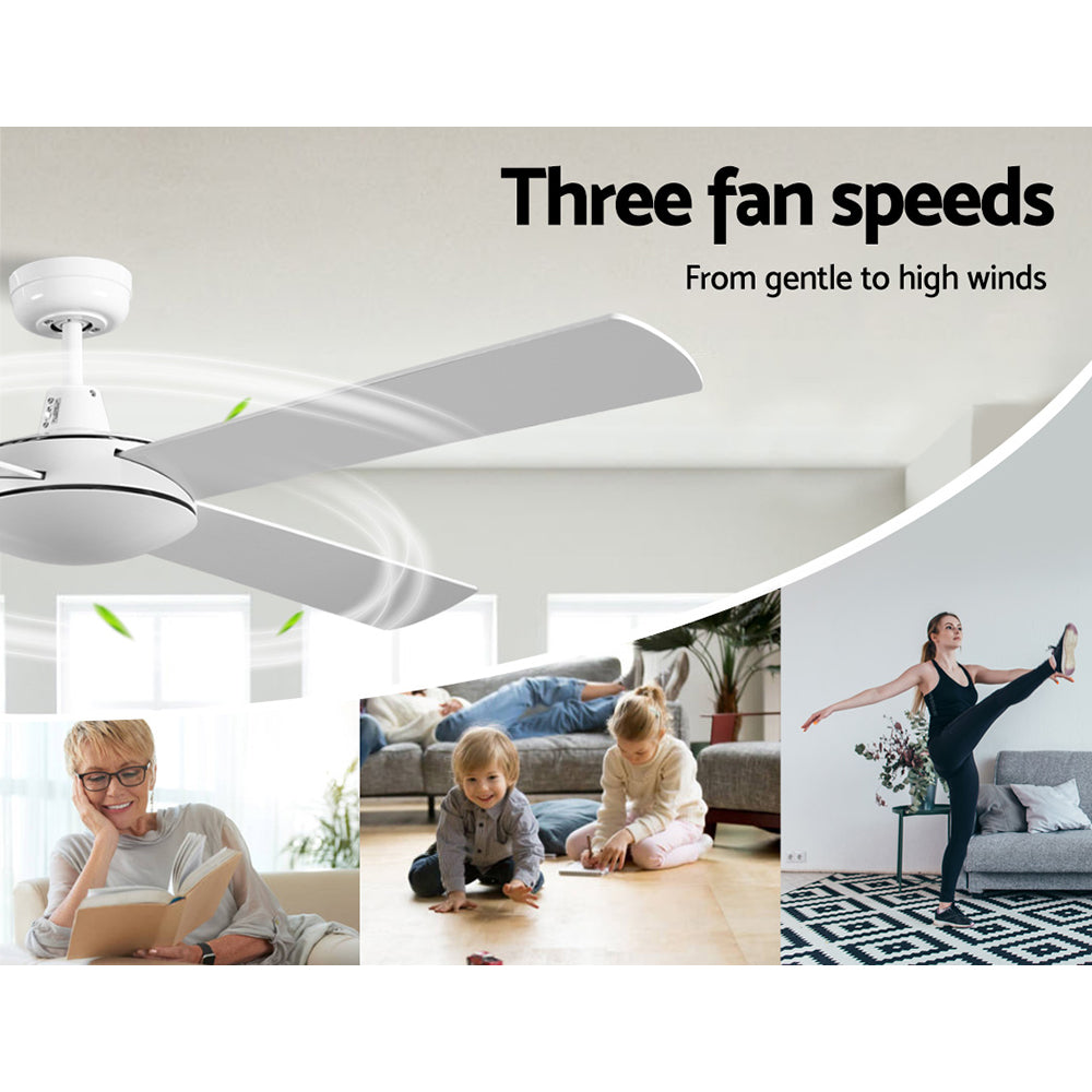 Devanti 52'' Ceiling Fan AC Motor 4 Blades Remote White