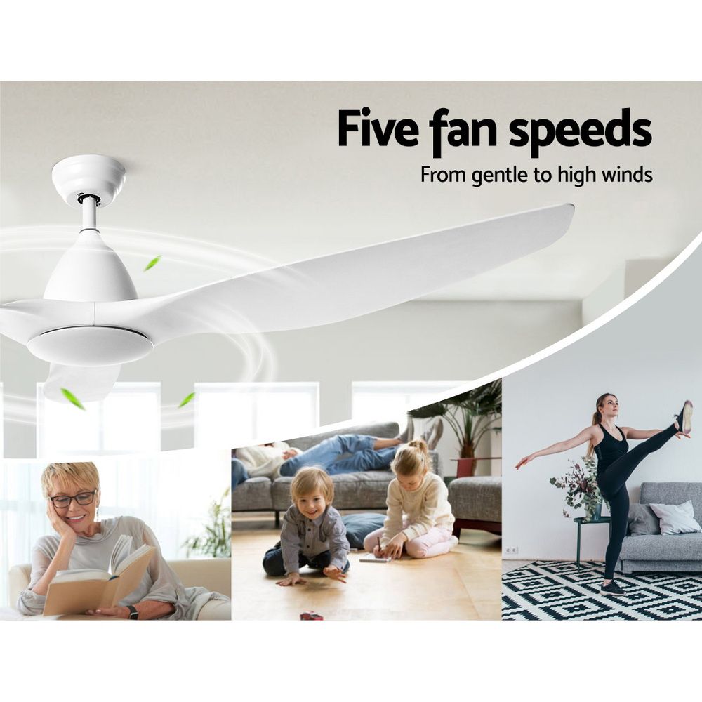 Devanti 64 Inch Ceiling Fan with DC Motor, Light and Remote - White