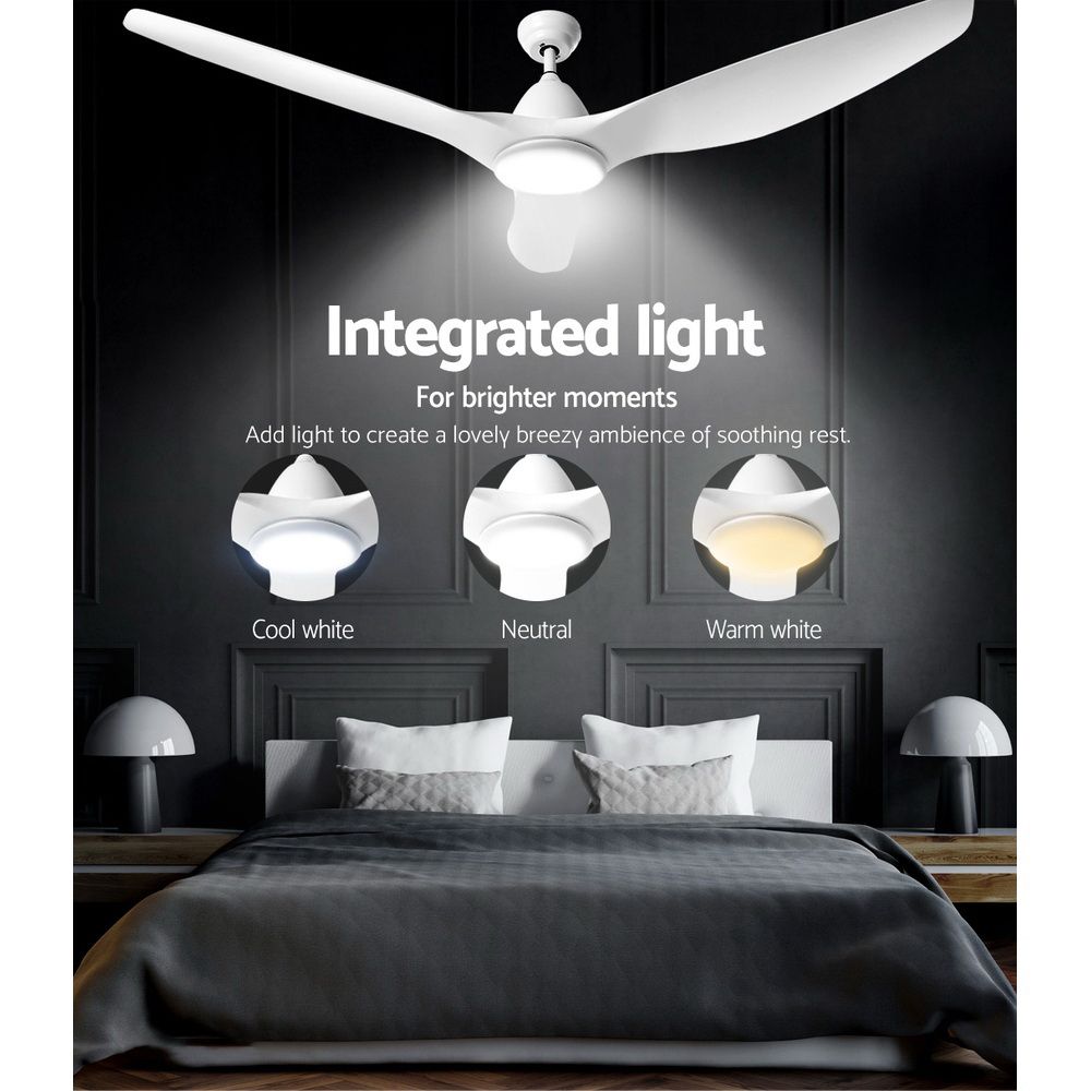 Devanti 64 Inch Ceiling Fan with DC Motor, Light and Remote - White