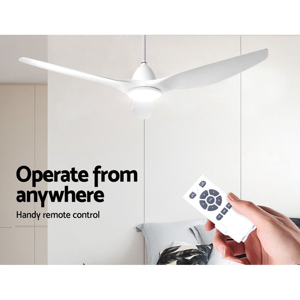 Devanti 64 Inch Ceiling Fan with DC Motor, Light and Remote - White