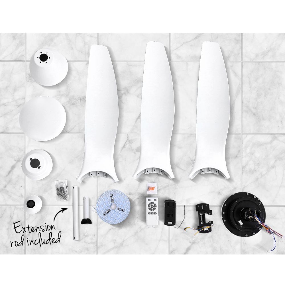 Devanti 64 Inch Ceiling Fan with DC Motor, Light and Remote - White