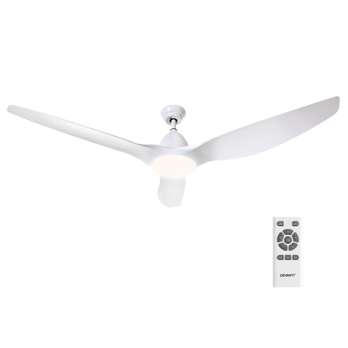 Devanti 64 Inch Ceiling Fan with DC Motor, Light and Remote - White