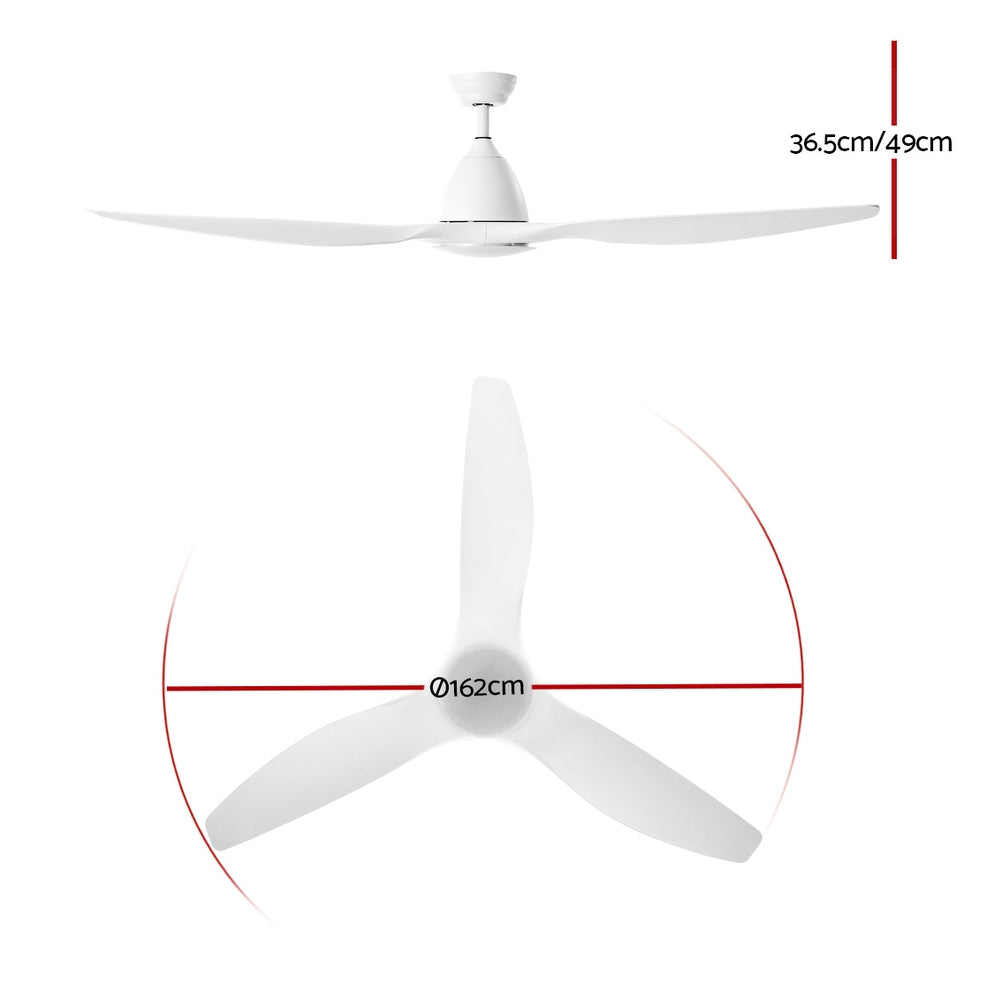 Devanti 64'' Ceiling Fan DC Motor LED Light Remote White