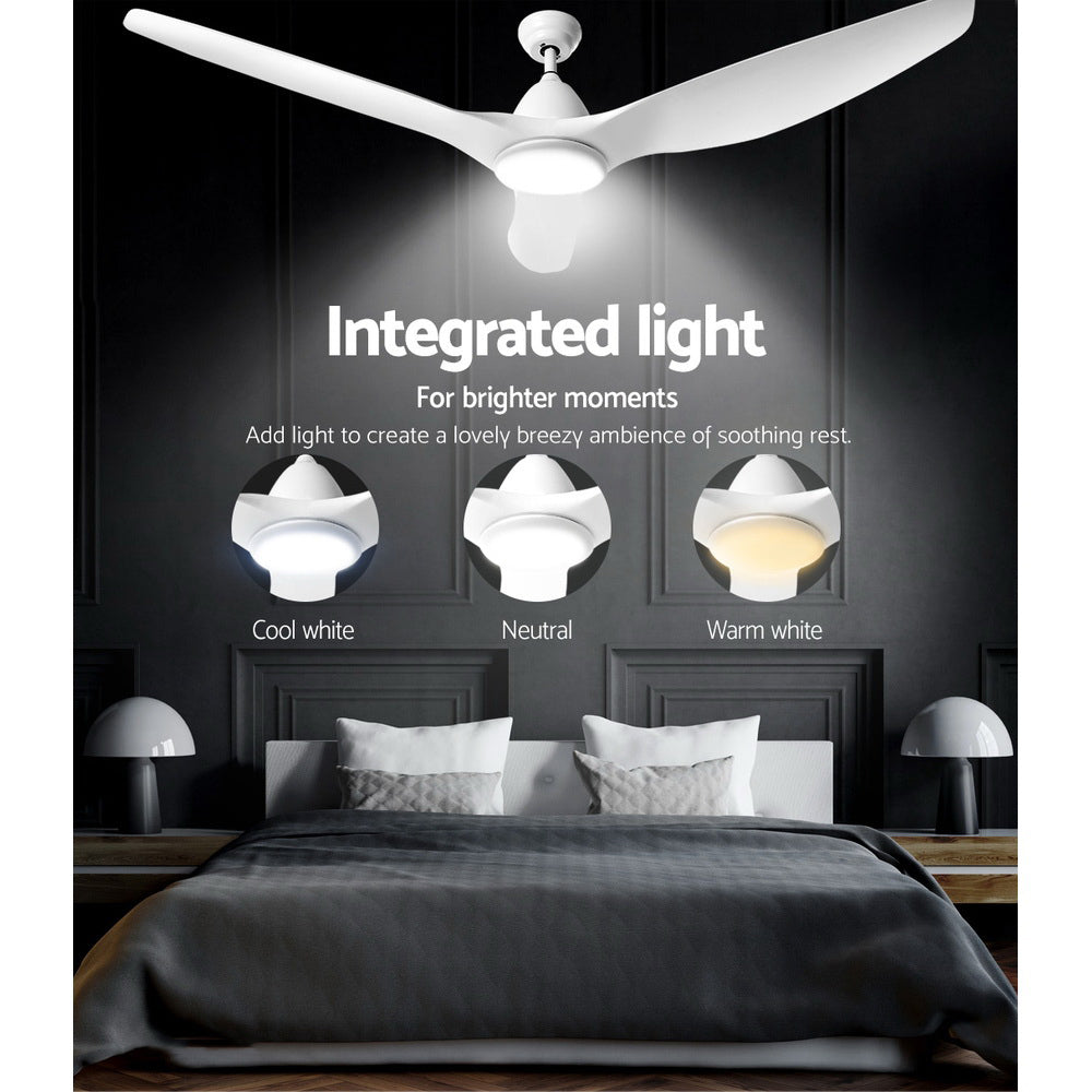 Devanti 64'' Ceiling Fan DC Motor LED Light Remote White