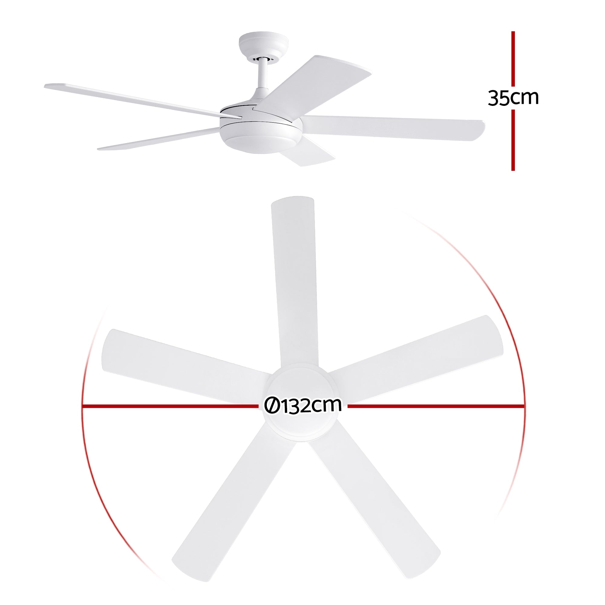 Devanti 52'' Ceiling Fan 5 Blades DC Motor w/Light w/Remote White