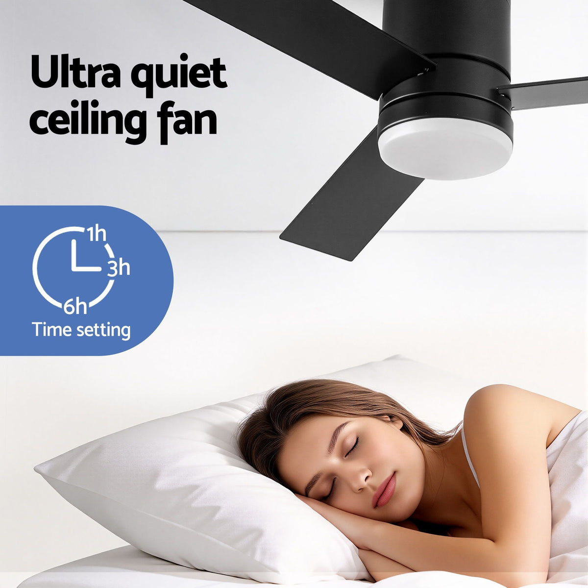 Devanti 52 Inch Ceiling Fan 3 Blade DC Motor Light Wood and Black