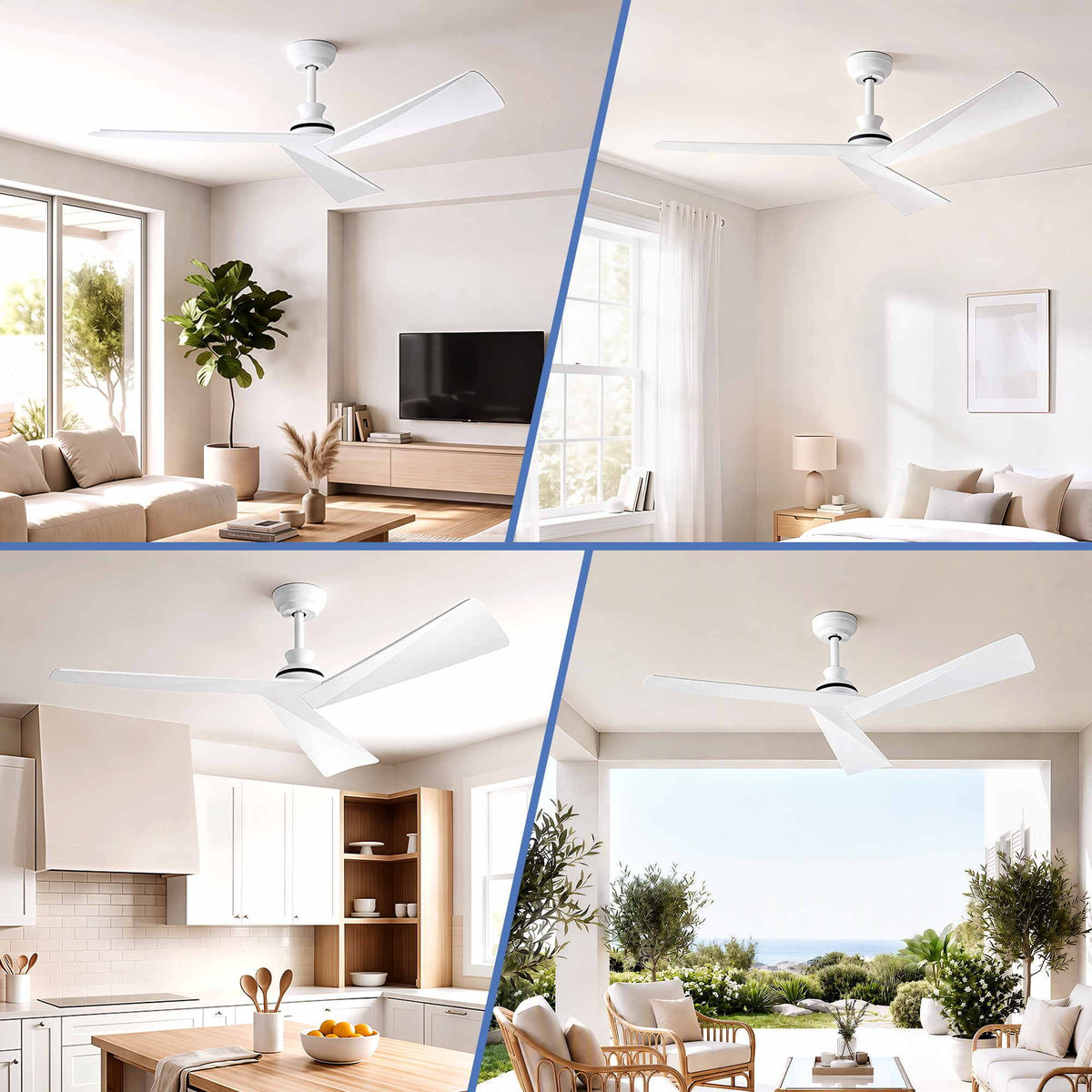 Devanti 52" Ceiling Fan Modern Minimalism 3 Blades 6 Speeds DC Motor Remote