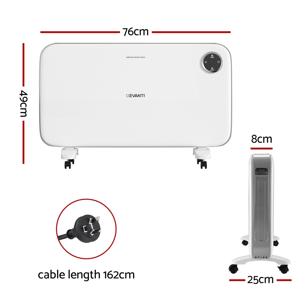 Devanti 2000W Convection Heater Panel White
